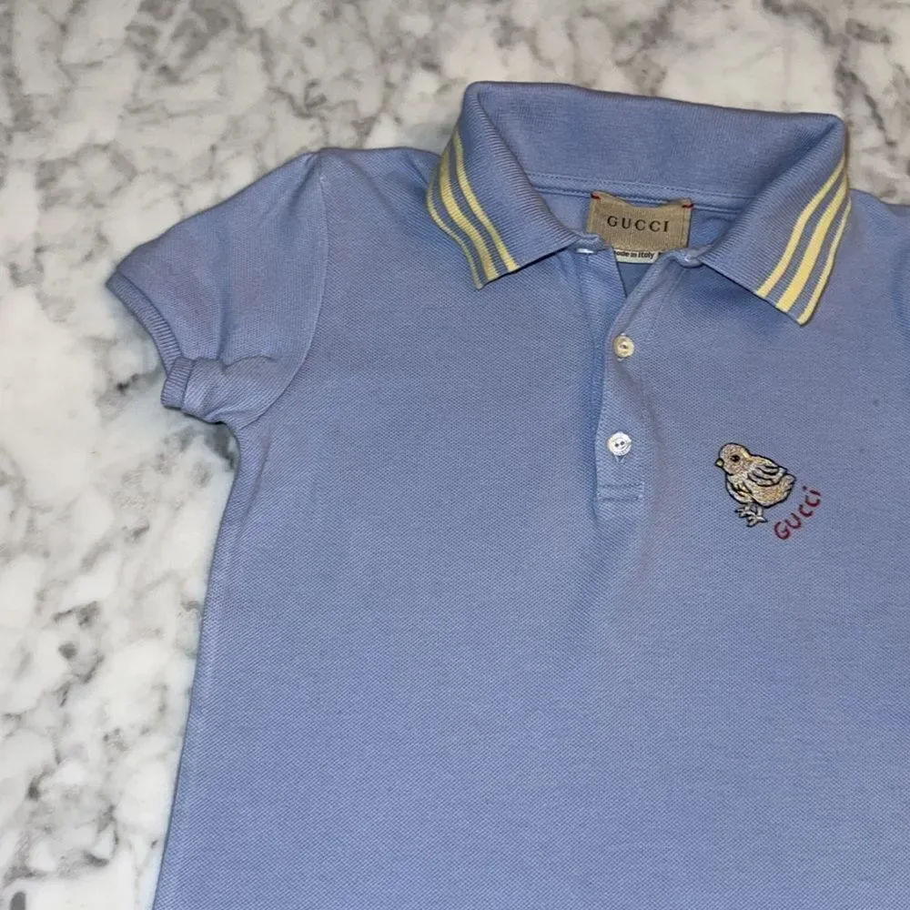 Gucci Kids Light Blue Polo with Yellow Accents 36M